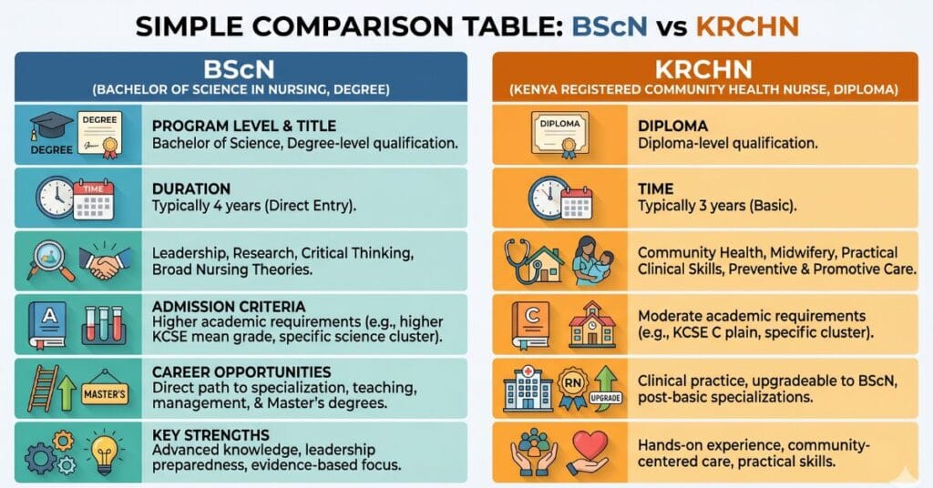 BScN vs KRCHN NCK exam comparison Kenya