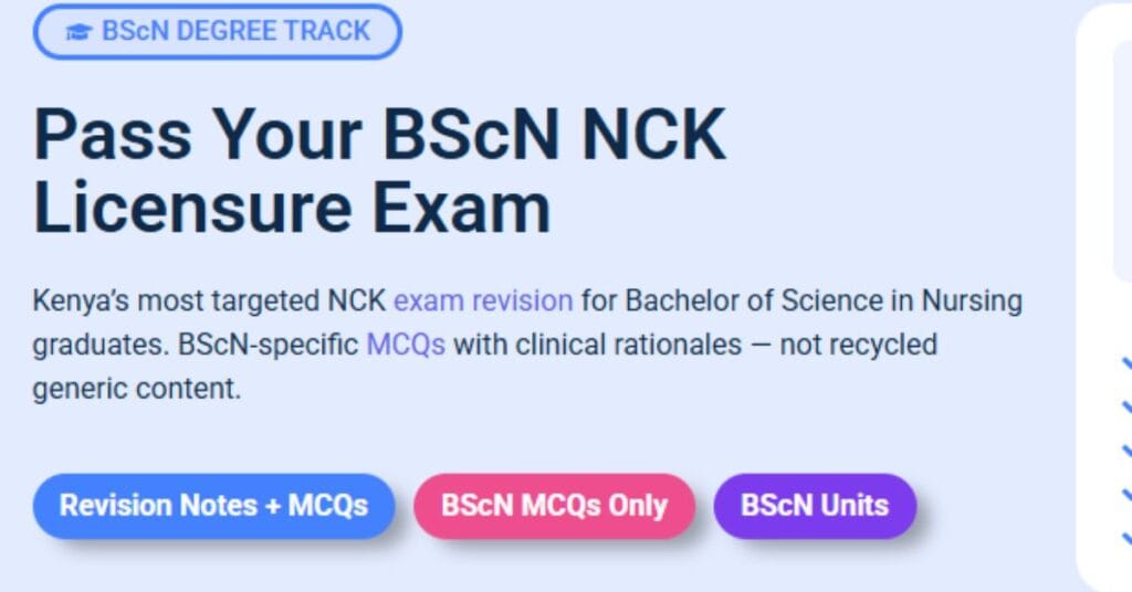 ReviQuiz BScN NCK exam revision courses Kenya 2026